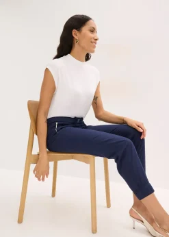 bonprix Pantalon 7/8 léger en lin et coton|Femme Pantalons