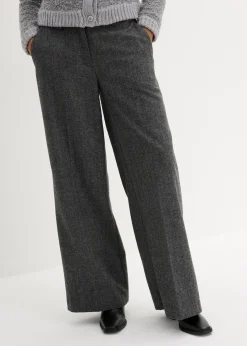 Femme bonprix Premium|Pantalons|Pantalon à motif chevrons, laine majoritaire