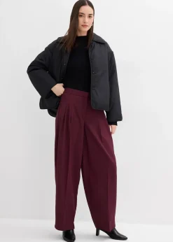 bonprix Pantalon à pinces, taille élastiquée et fente|Femme Pantalons