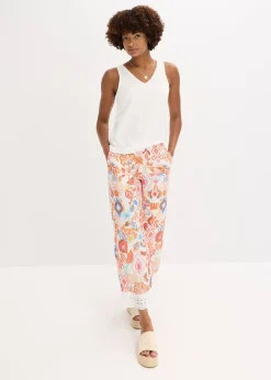 Femme bonprix Pantalons|Pantalon avec bordure dentelle