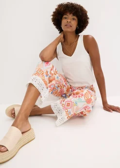 Femme bonprix Pantalons|Pantalon avec bordure dentelle