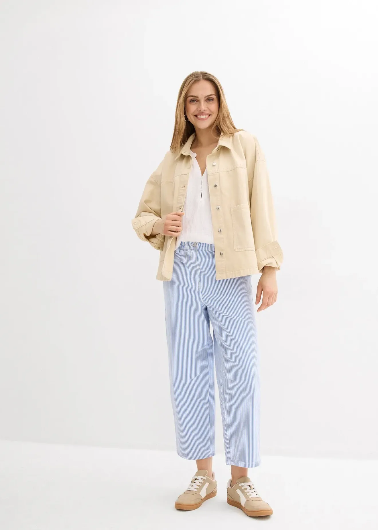 Femme bonprix Pantalons|Pantalon barrel à taille haute et élastiquée