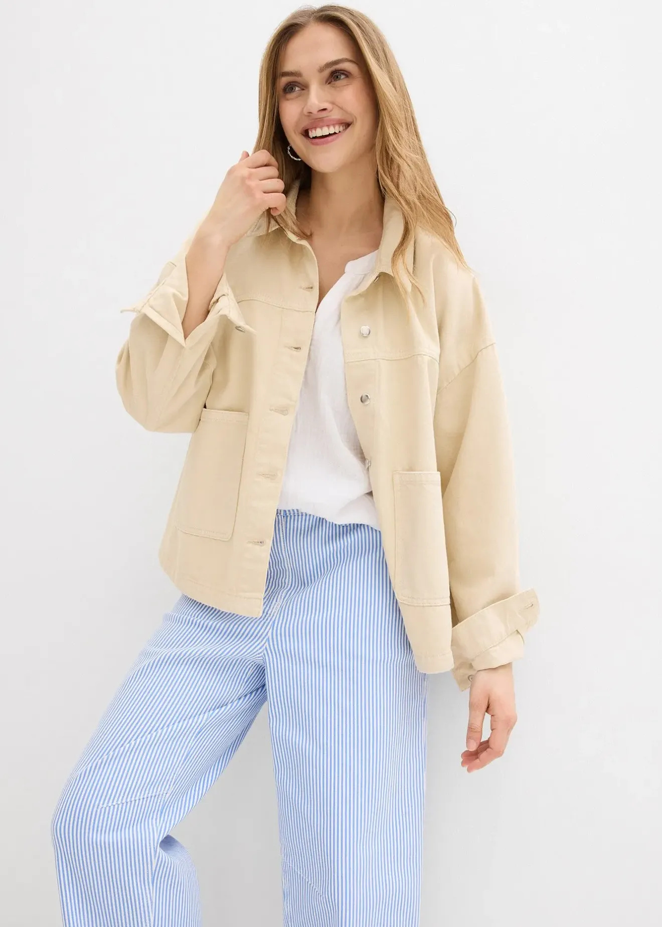 Femme bonprix Pantalons|Pantalon barrel à taille haute et élastiquée