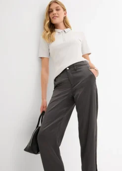 Femme bonprix Pantalons|Pantalon barrel en satin fluide