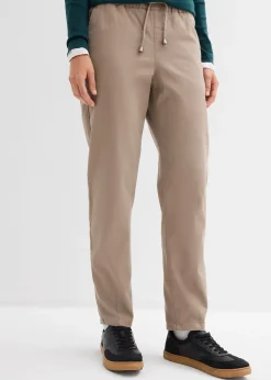 Femme bonprix Pantalons|Pantalon barrel en twill, taille mi-haute élastiquée