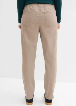Femme bonprix Pantalons|Pantalon barrel en twill, taille mi-haute élastiquée