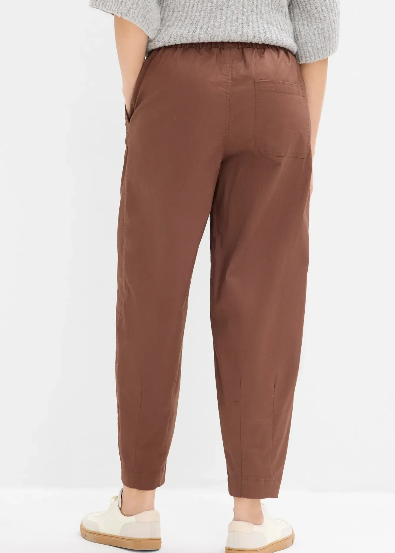 bonprix Pantalon barrel en twill à taille élastiquée|Femme Pantalons