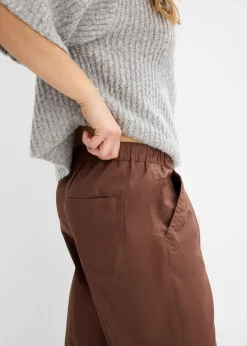 bonprix Pantalon barrel en twill à taille élastiquée|Femme Pantalons