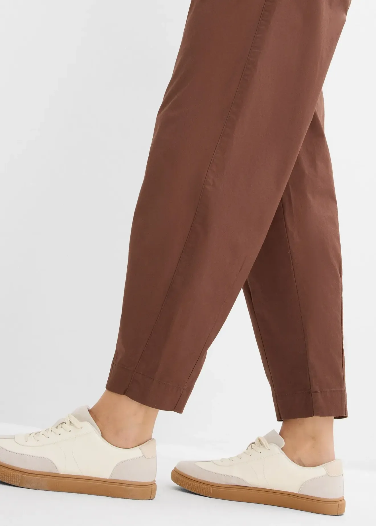bonprix Pantalon barrel en twill à taille élastiquée|Femme Pantalons