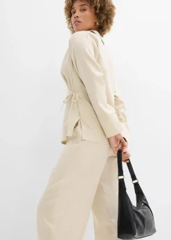 bonprix Pantalon barrel léger en lin mélangé|Femme Deux Pièces & Ensembles|Pantalons