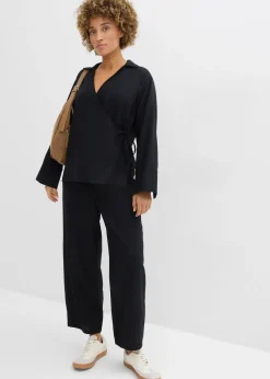 Femme bonprix Deux Pièces & Ensembles|Pantalons|Pantalon barrel léger en lin mélangé