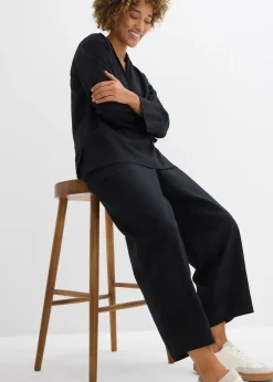 Femme bonprix Deux Pièces & Ensembles|Pantalons|Pantalon barrel léger en lin mélangé