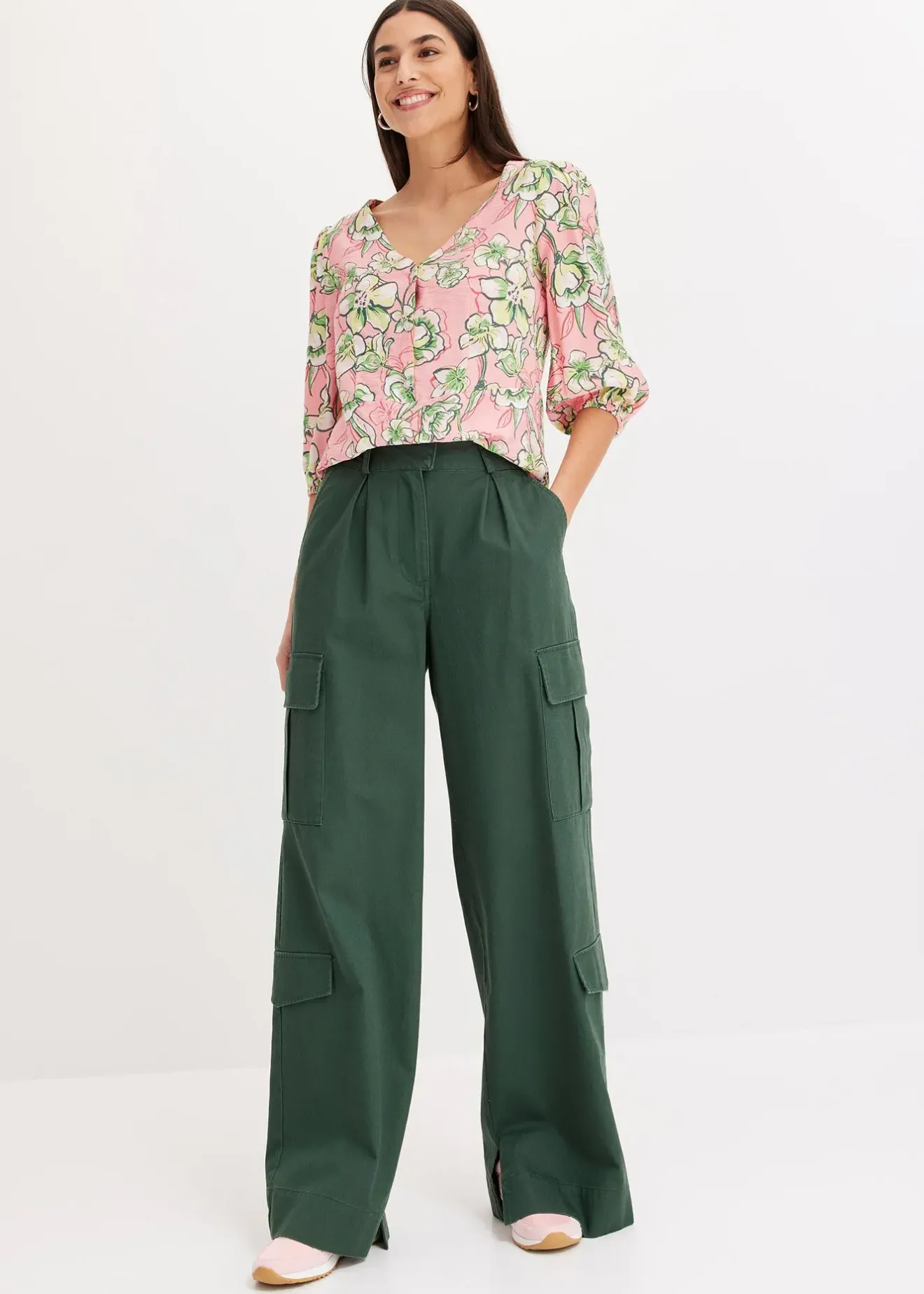 bonprix Pantalon cargo 100% coton|Femme Pantalons