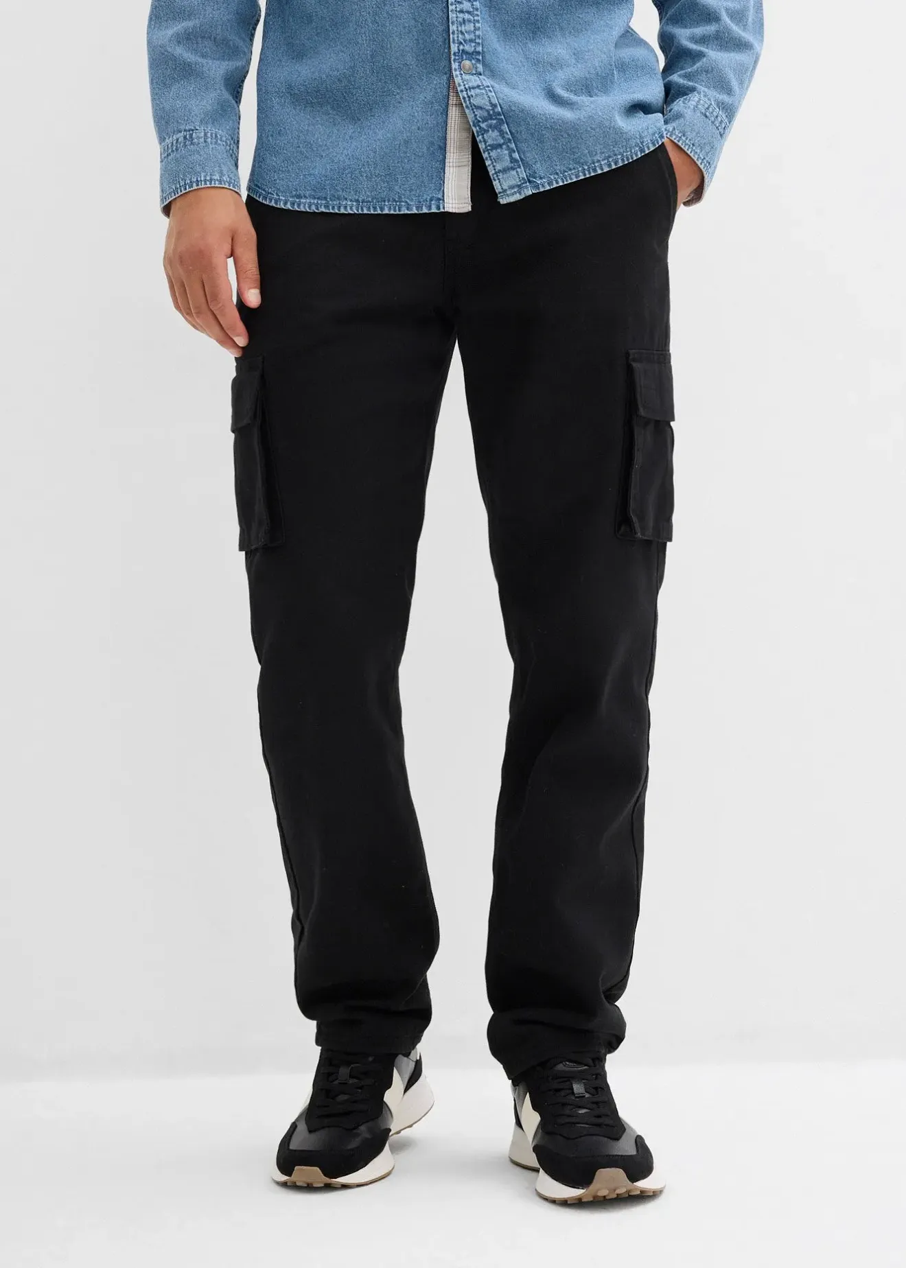 bonprix Pantalon cargo et loose à doublure chaude en flanelle et taille élastiquée, droit|Homme Vêtements Thermiques|Pantalons