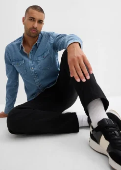 bonprix Pantalon cargo et loose à doublure chaude en flanelle et taille élastiquée, droit|Homme Vêtements Thermiques|Pantalons