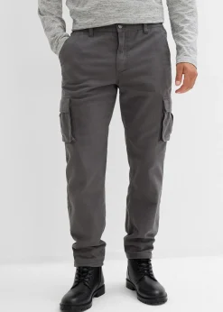 Homme bonprix Vêtements Thermiques|Pantalons|Pantalon cargo et loose à doublure chaude en flanelle et taille élastiquée, droit