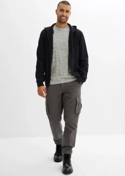 Homme bonprix Vêtements Thermiques|Pantalons|Pantalon cargo et loose à doublure chaude en flanelle et taille élastiquée, droit