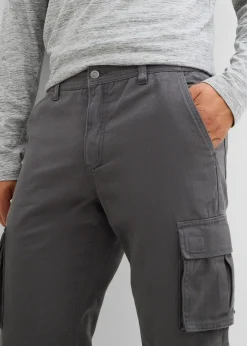 Homme bonprix Vêtements Thermiques|Pantalons|Pantalon cargo et loose à doublure chaude en flanelle et taille élastiquée, droit