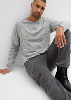 Homme bonprix Vêtements Thermiques|Pantalons|Pantalon cargo et loose à doublure chaude en flanelle et taille élastiquée, droit