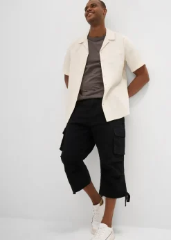 Homme bonprix Pantalons|Pantalon cargo extensible et loose, longueur 3/4