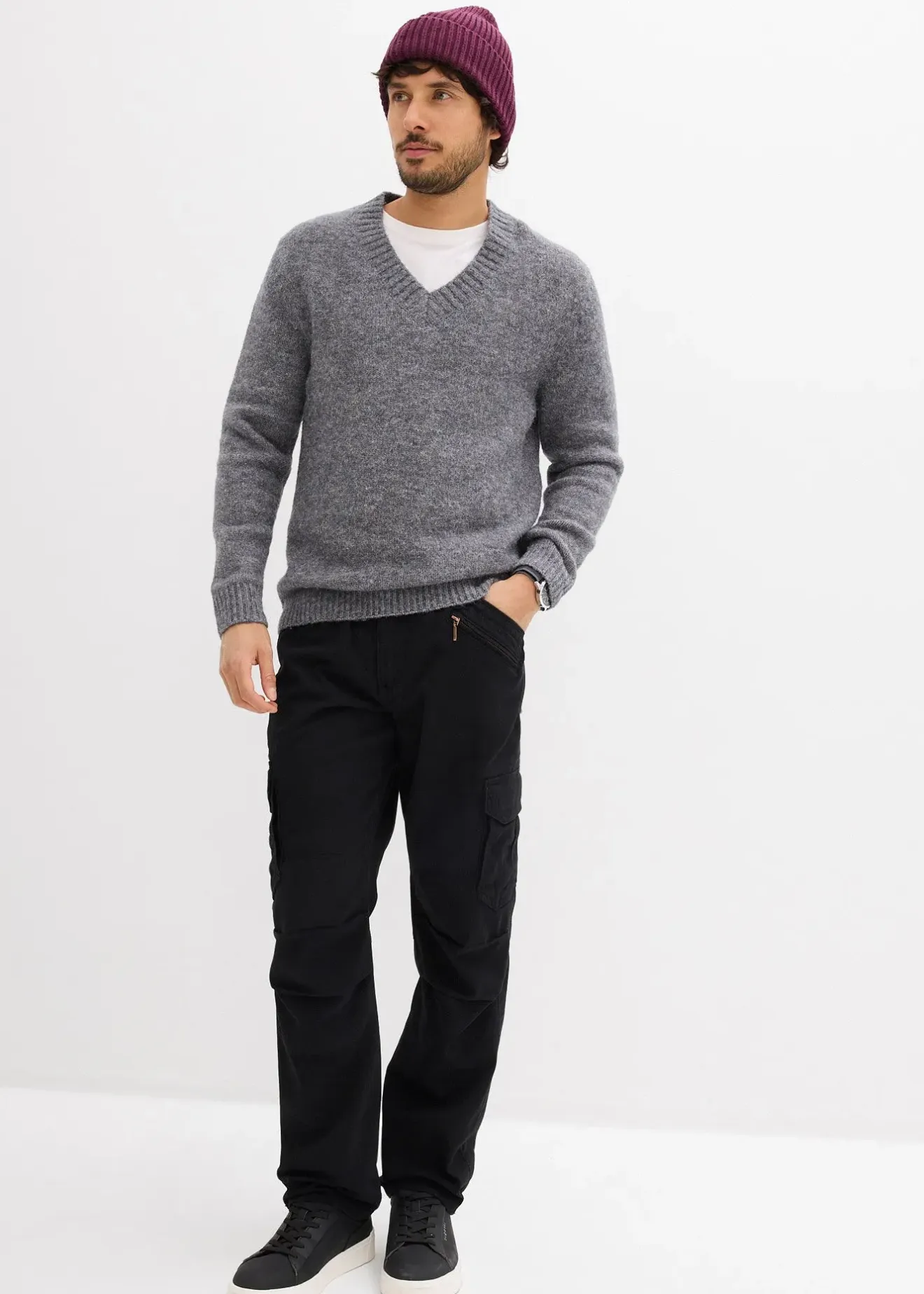 Homme bonprix Pantalons|Pantalon cargo loose et droit