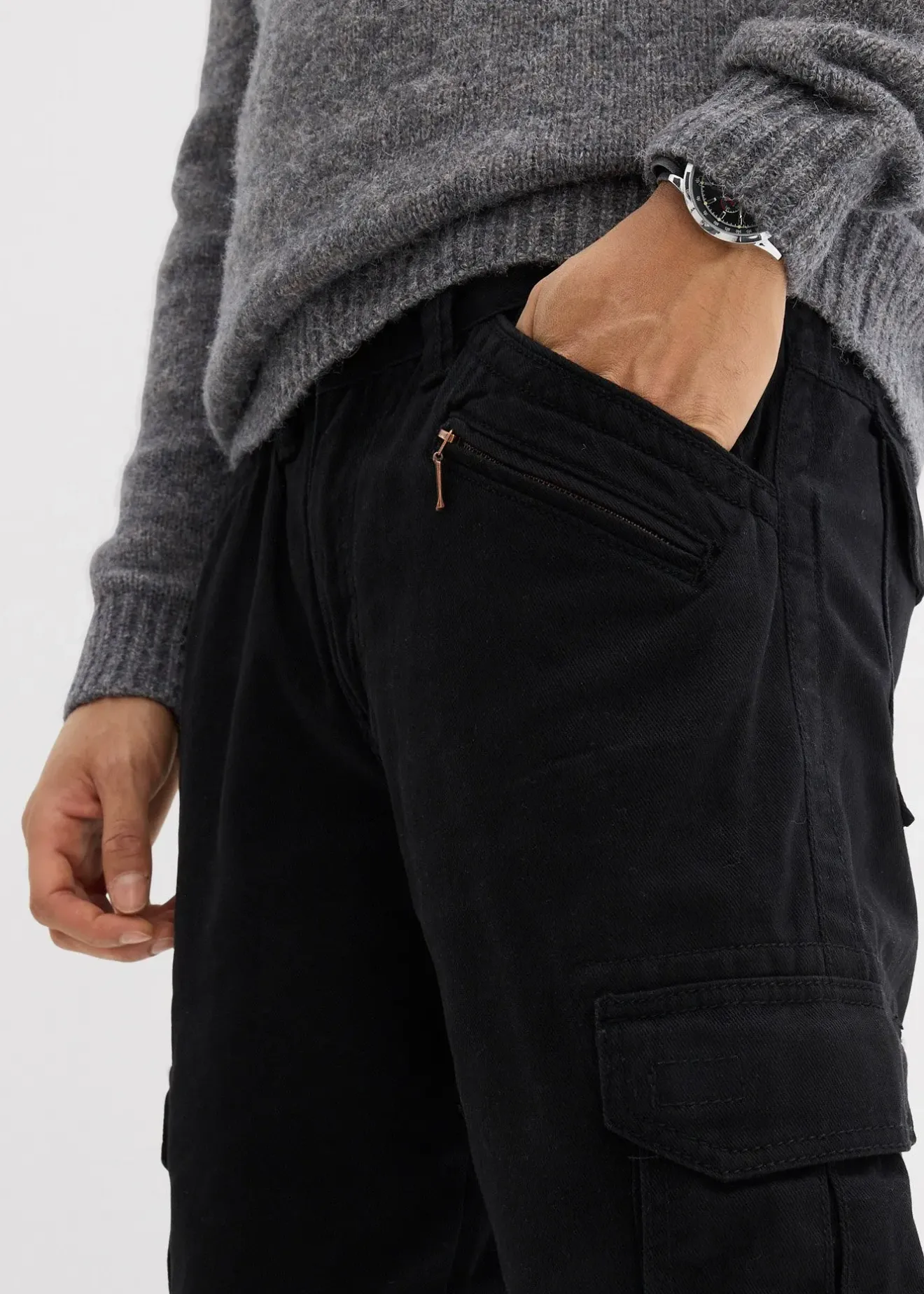 Homme bonprix Pantalons|Pantalon cargo loose et droit