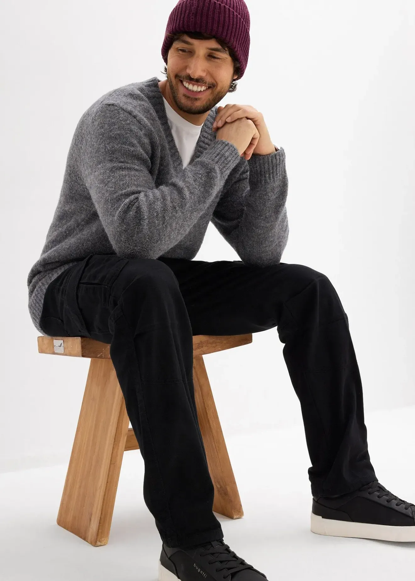 Homme bonprix Pantalons|Pantalon cargo loose et droit