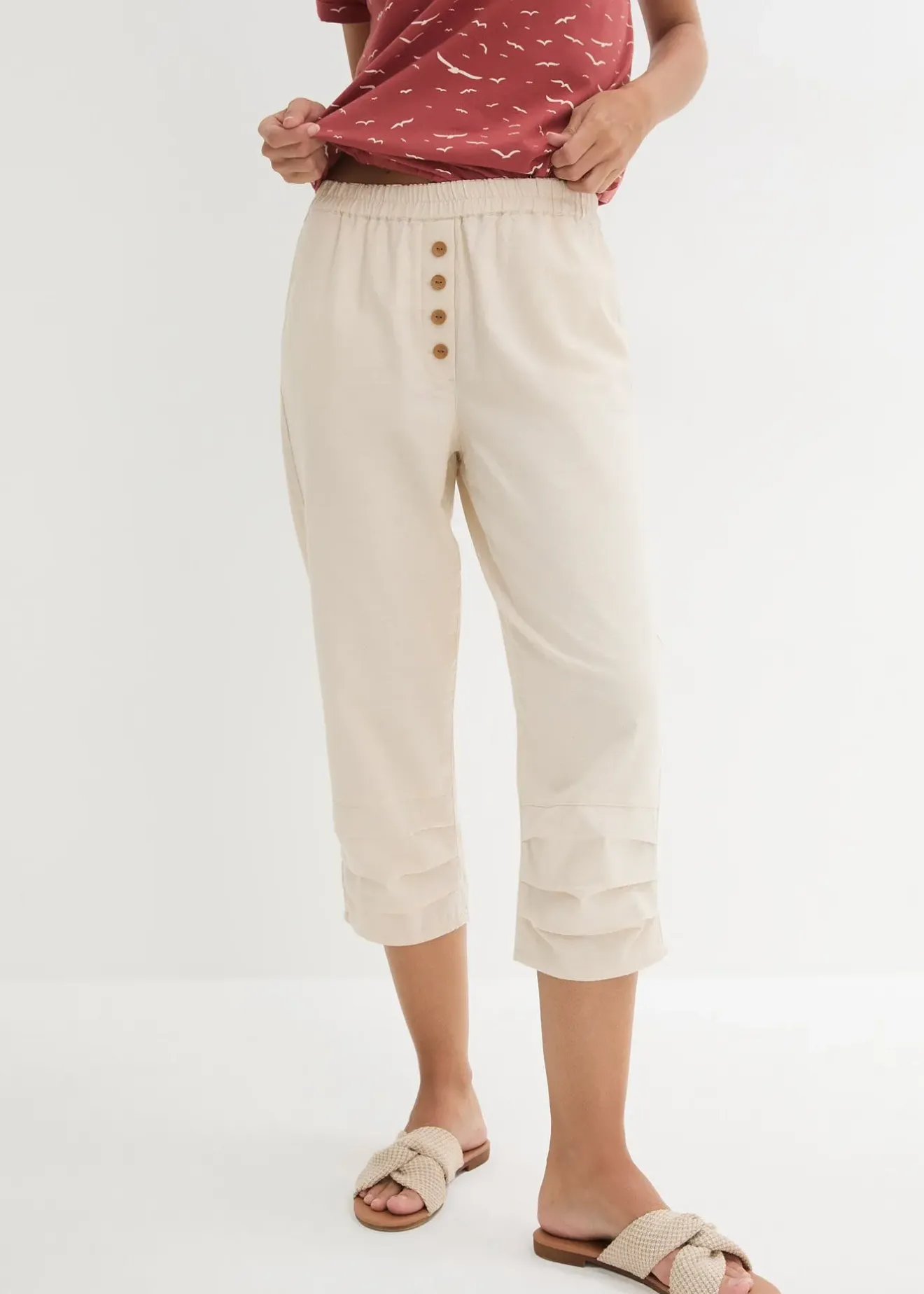 bonprix Pantalon carotte en lin et coton|Femme Pantalons