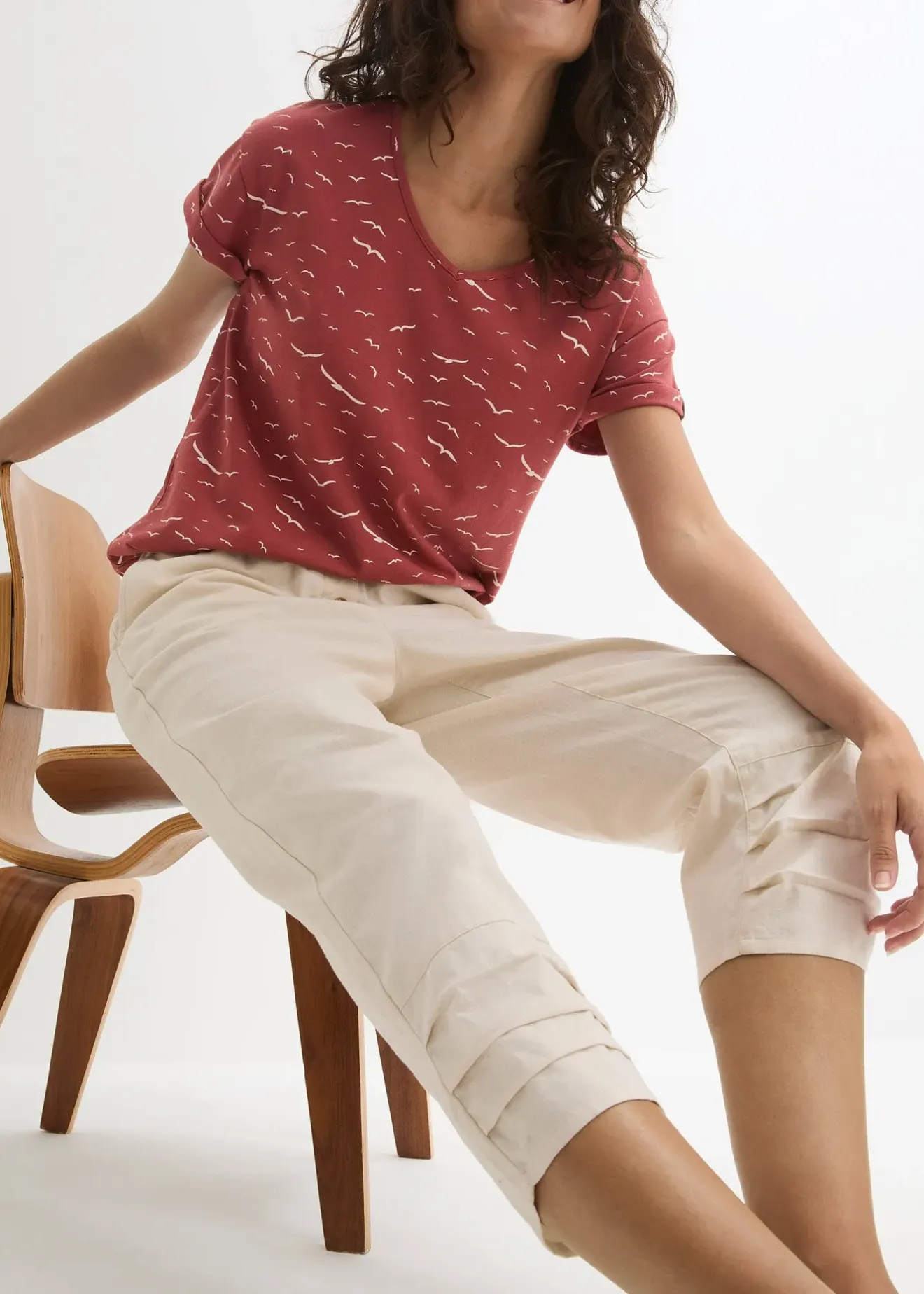 bonprix Pantalon carotte en lin et coton|Femme Pantalons