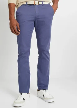 bonprix Pantalon chino droit avec taille élastique et ceinture, regular|Homme Pantalons