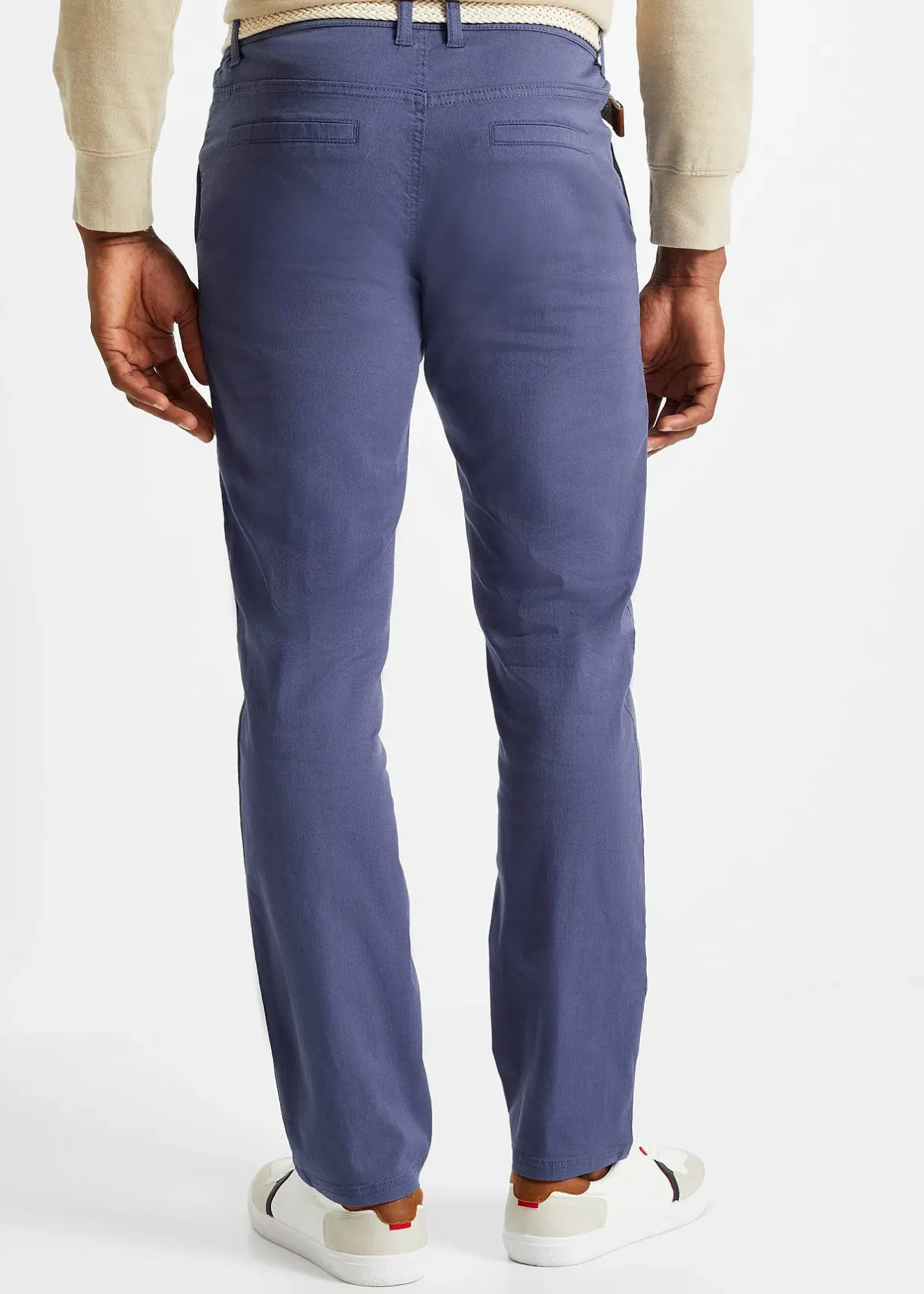 bonprix Pantalon chino droit avec taille élastique et ceinture, regular|Homme Pantalons