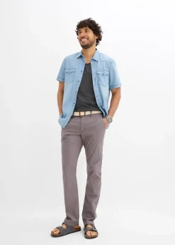 Homme bonprix Pantalons|Pantalon chino droit avec taille élastique et ceinture, regular