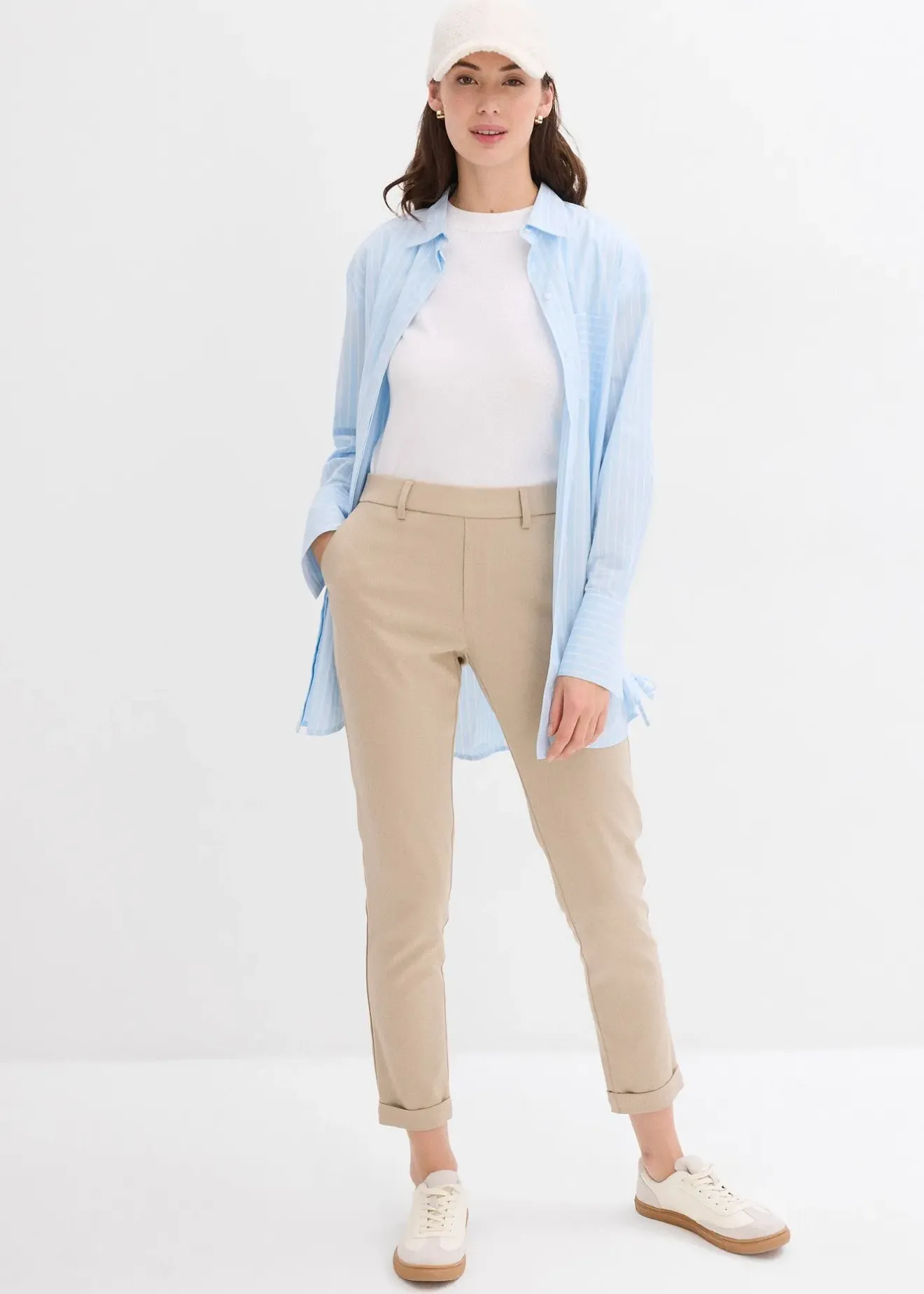 Femme bonprix Pantalons|Pantalon chino en viscose mélangée