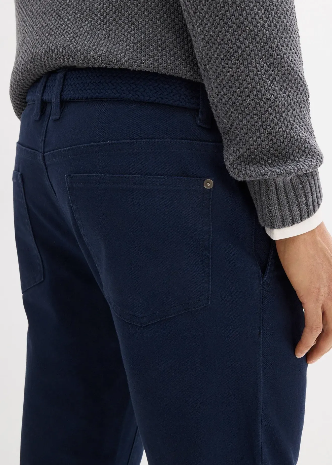 bonprix Pantalon chino extensible regular avec taille élastique et ceinture, droit|Homme Pantalons