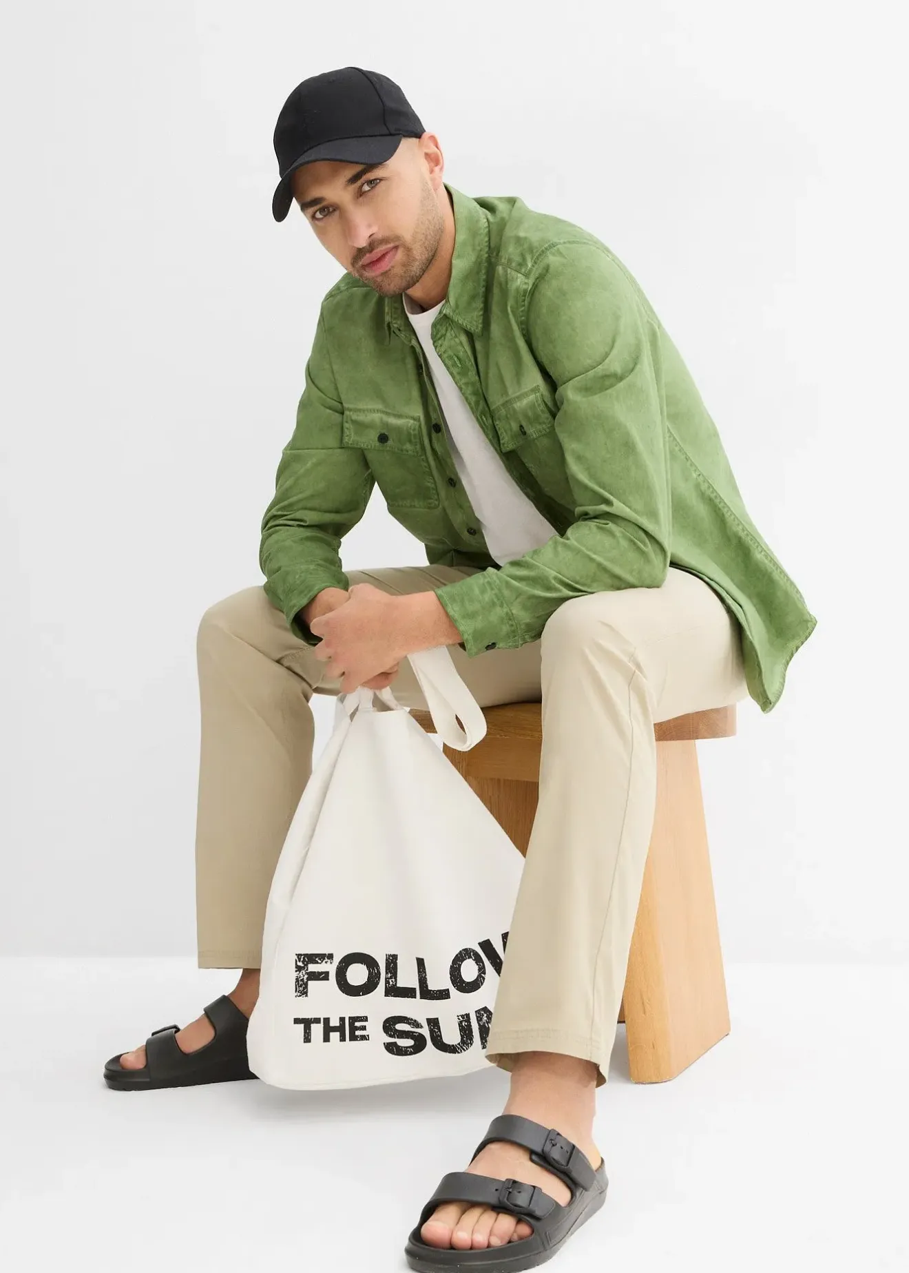 Homme bonprix Pantalons|Pantalon chino extensible regular, coupe droite