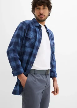 bonprix Pantalon chino regular avec ceinture, taille élastiquée, droit|Homme Pantalons