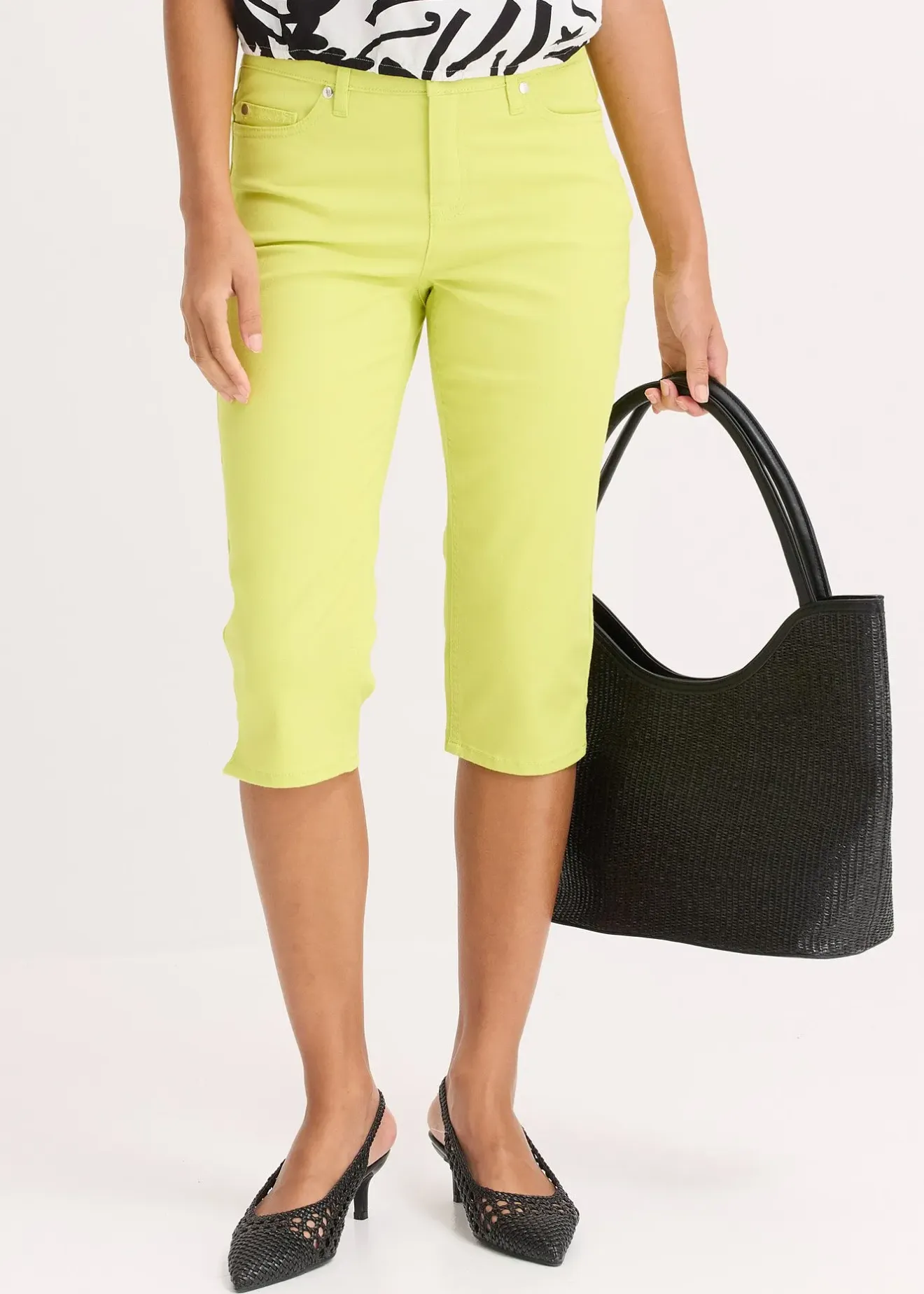 bonprix Pantalon corsaire à taille élastiquée|Femme Pantalons