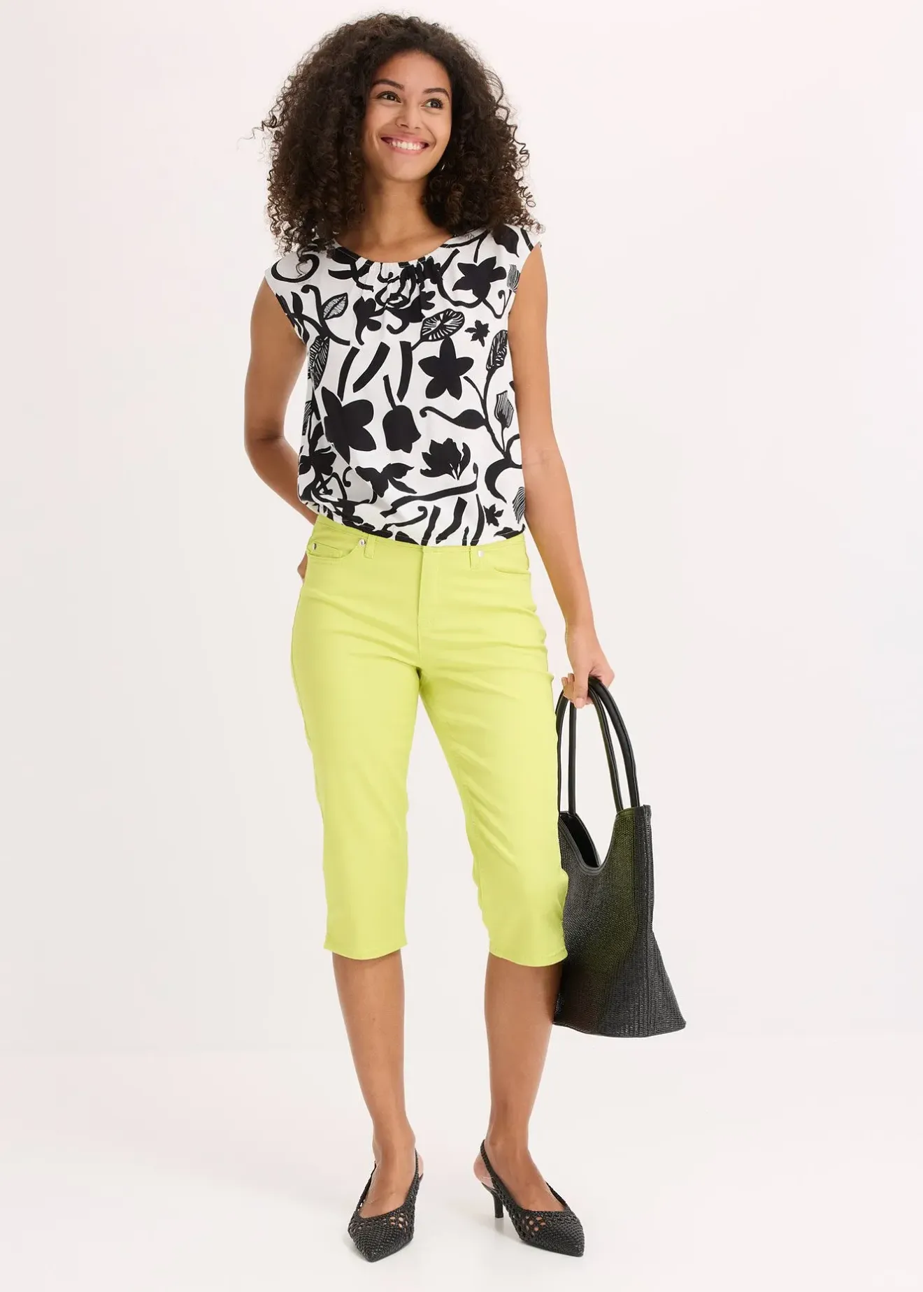 bonprix Pantalon corsaire à taille élastiquée|Femme Pantalons