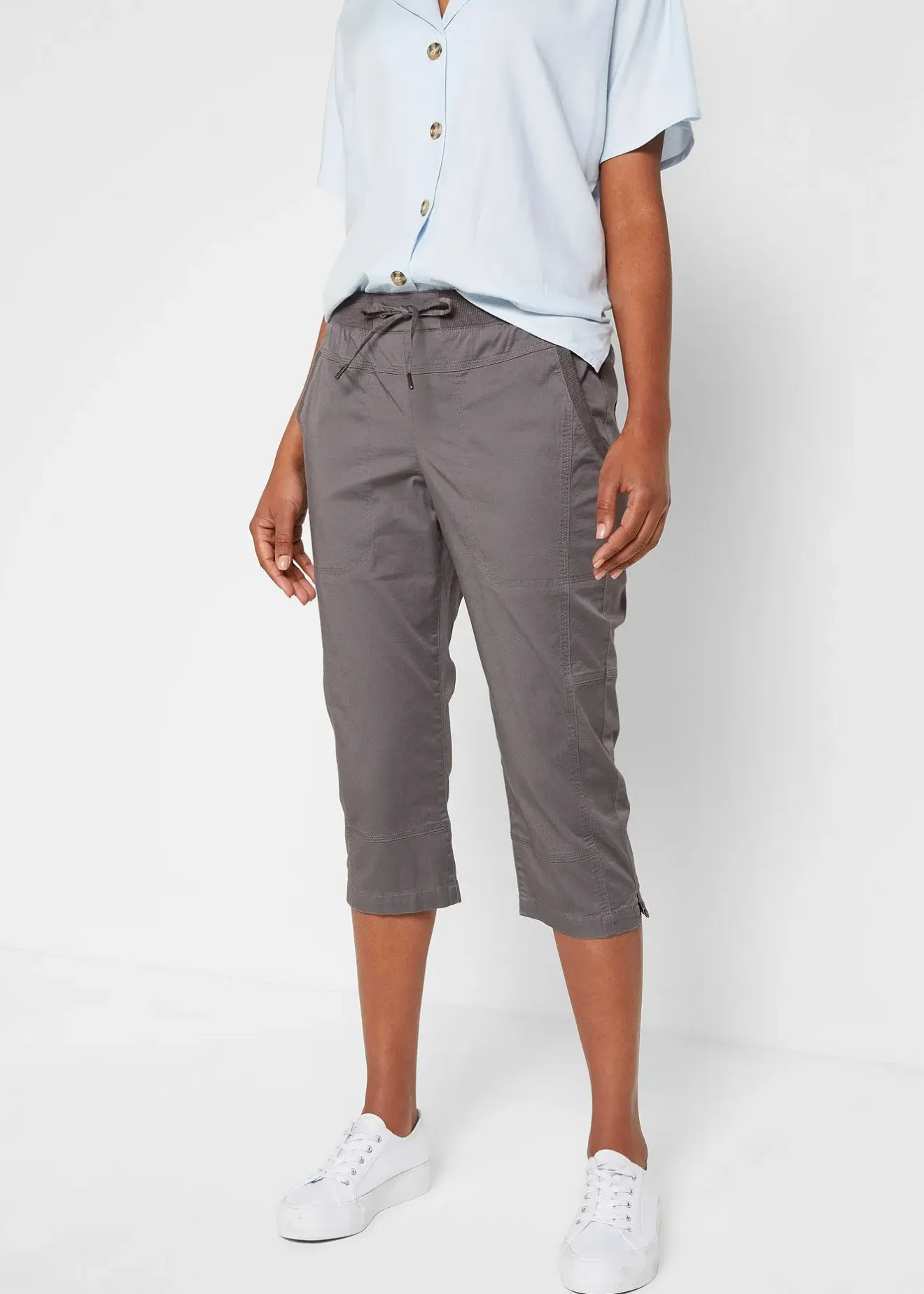 bonprix Pantalon corsaire avec lien à nouer|Femme Pantalons