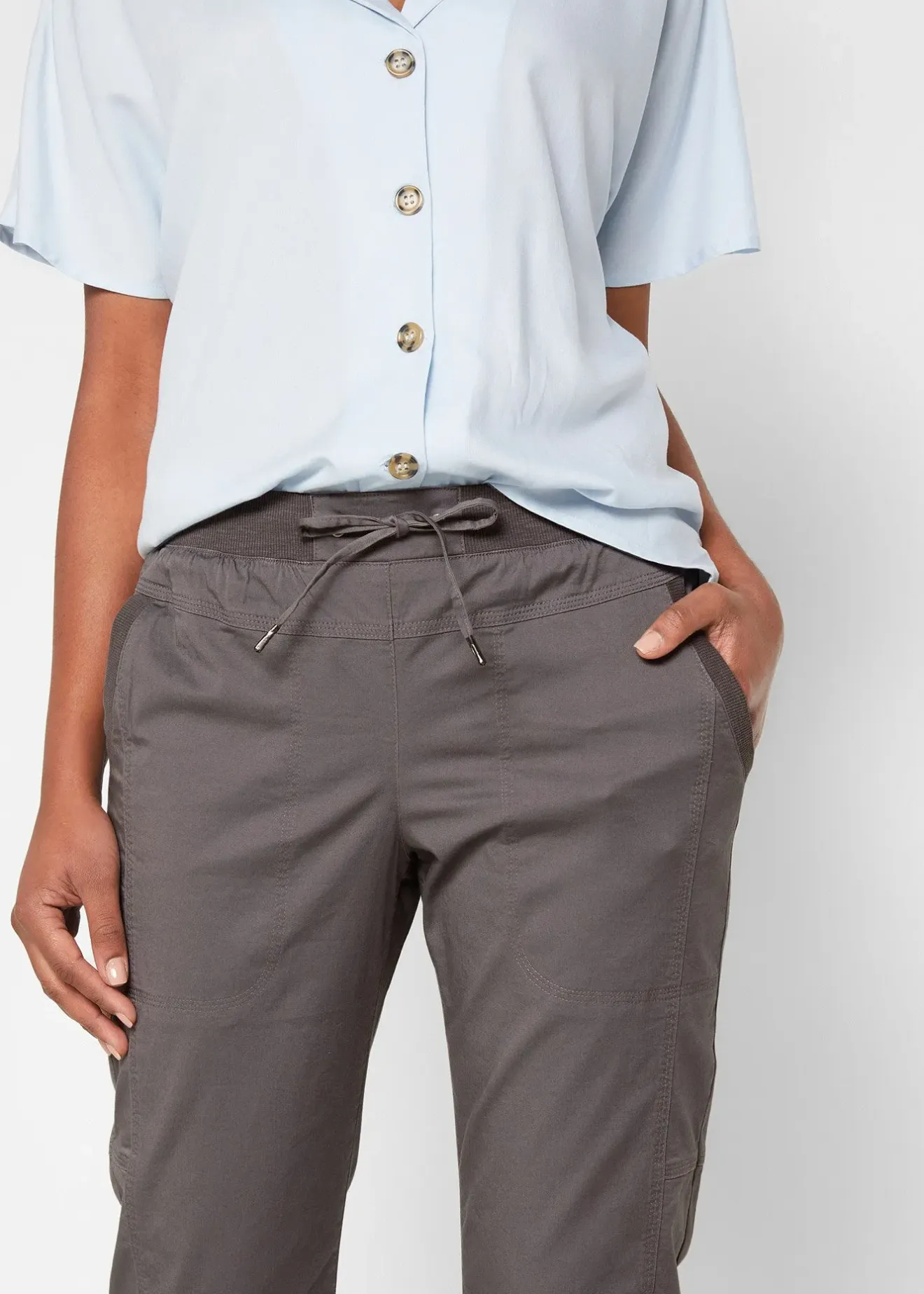 bonprix Pantalon corsaire avec lien à nouer|Femme Pantalons