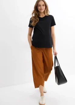 Femme bonprix Femme Enceinte|Pantalon de grossesse avec bandeau, en lin et coton