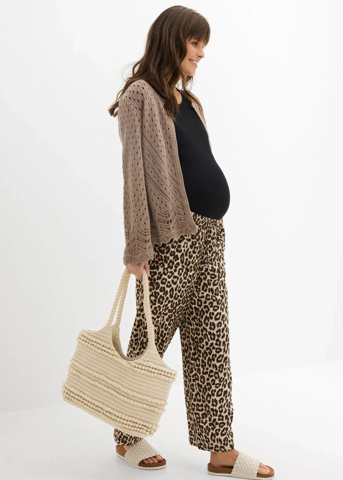 bonprix Pantalon de grossesse 2en1 en gaze de coton|Femme Femme Enceinte