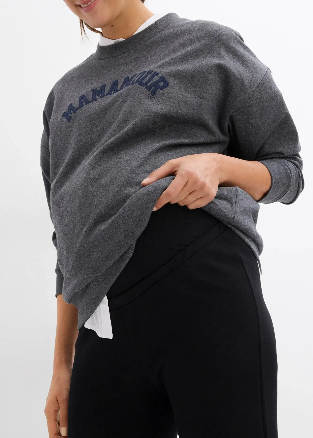 bonprix Pantalon de grossesse en jersey milano, jambes légèrement évasées|Femme Femme Enceinte