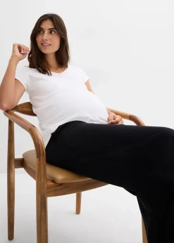 bonprix Pantalon de grossesse en jersey milano, jambe large|Femme Femme Enceinte