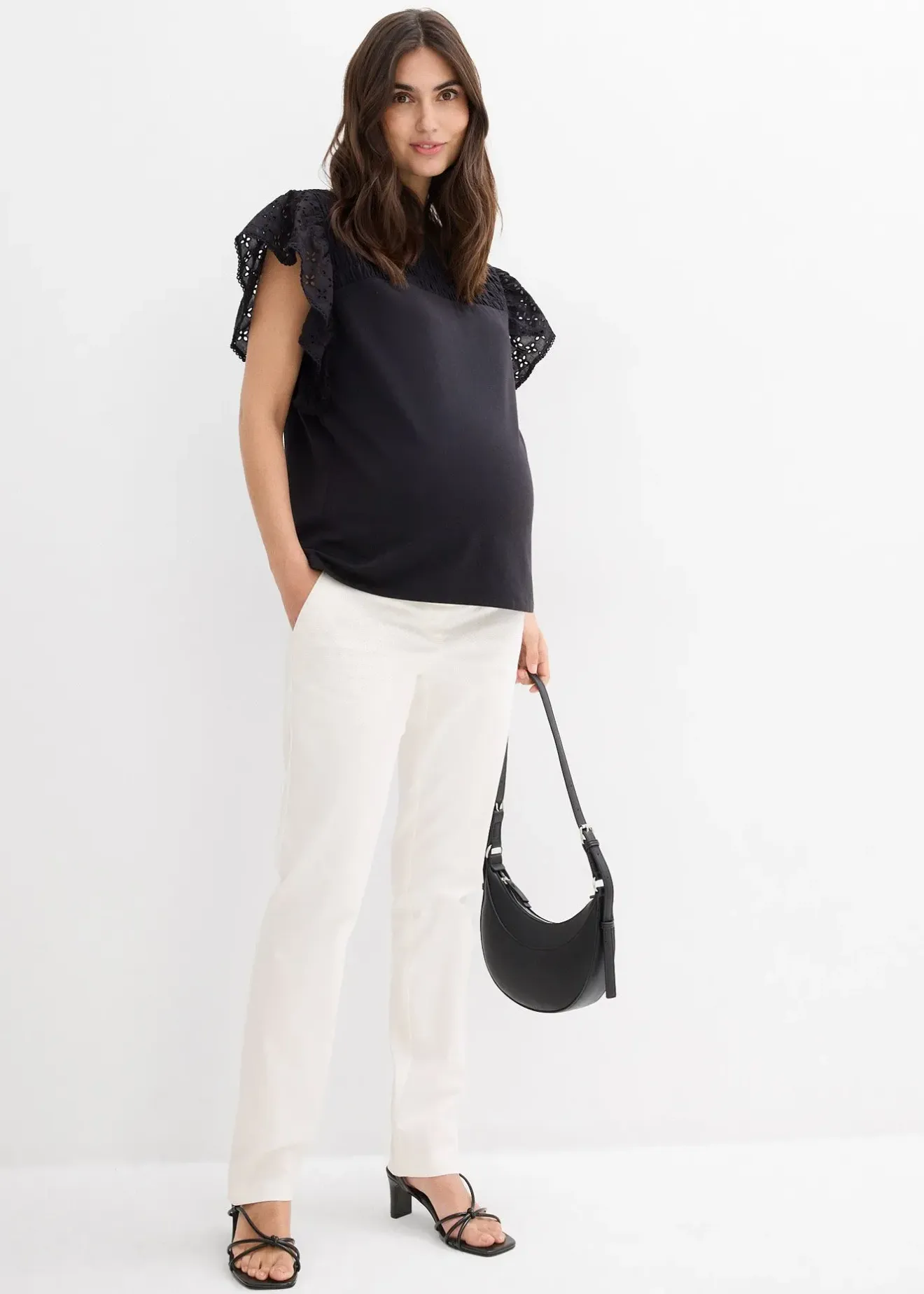 bonprix Pantalon de grossesse élégant avec jambe droite|Femme Femme Enceinte