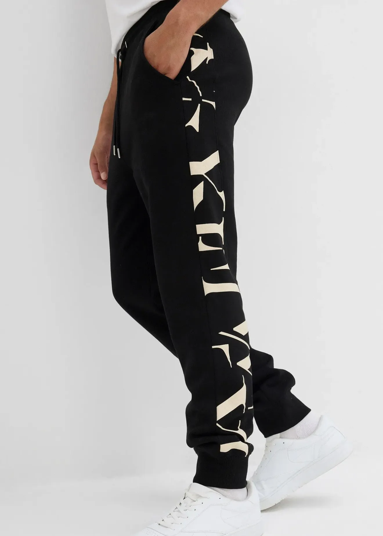 bonprix Pantalon de jogging avec empiècement, 100% coton|Homme Vêtements De Sport|Pantalons