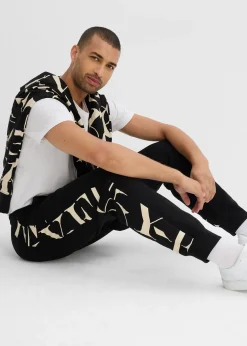 bonprix Pantalon de jogging avec empiècement, 100% coton|Homme Vêtements De Sport|Pantalons