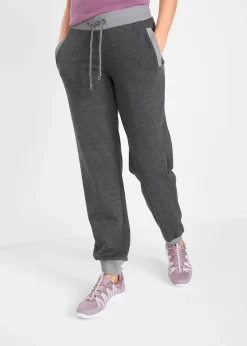 bonprix Pantalon de jogging avec bord-côtes contrastés|Femme Sweats|Pantalons