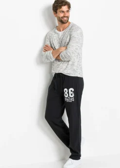 bonprix Pantalon de jogging avec détails sportifs, 100% coton|Homme Vêtements De Sport|Sweats
