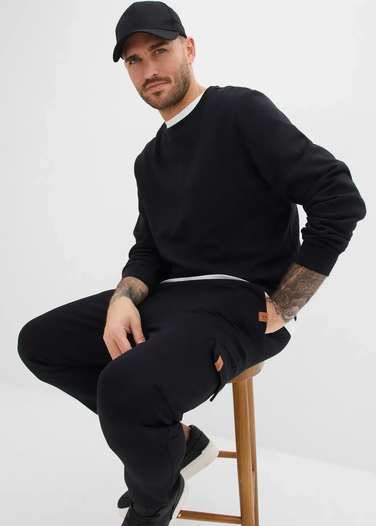 bonprix Pantalon de jogging cargo 100% coton|Homme Vêtements De Sport|Sweats